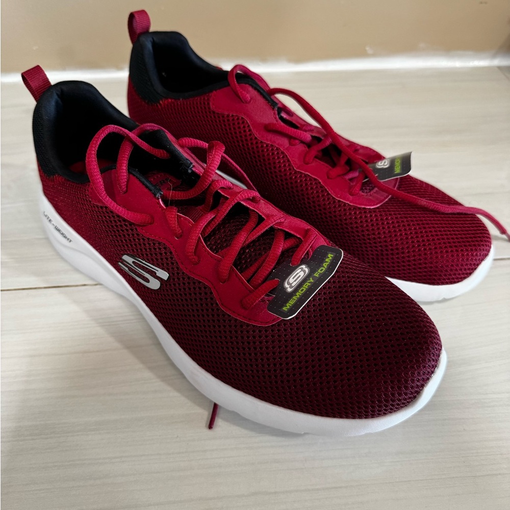 Skechers Men’s Burgundy/Red Mesh Athletic Sneakers